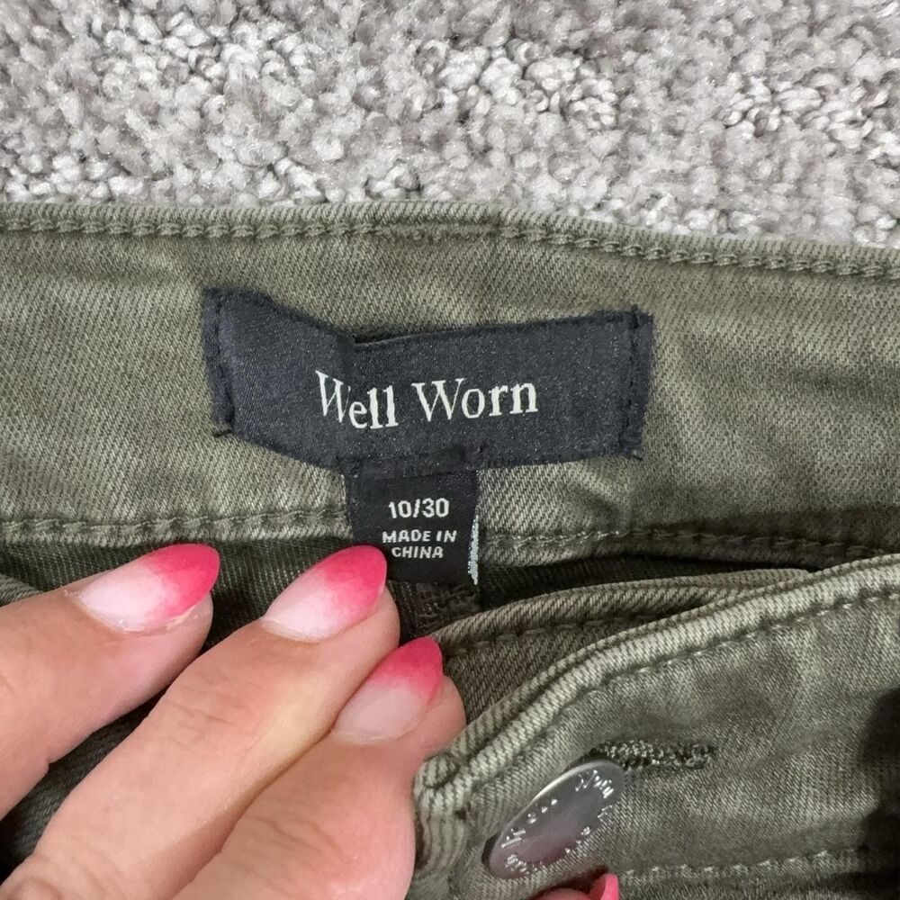 Well Worn Jeans Women 10 Green High Rise Straight Stretch Denim Everyday Capsule - Picture 4 of 7